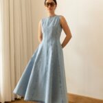 Sleeveless Light Blue Denim Maxi Dress