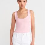 Polyamide Pink  Scoop Neck Tank Top