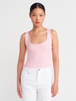 Polyamide Pink  Scoop Neck Tank Top
