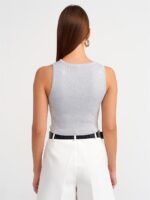 Gray Asymmetric Cutout Crop Top (Multi-Color) - Image 6