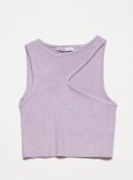 Gray Asymmetric Cutout Crop Top (Multi-Color) - Image 2