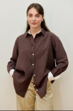 Pinstripe Oversized Shirt - Image 4
