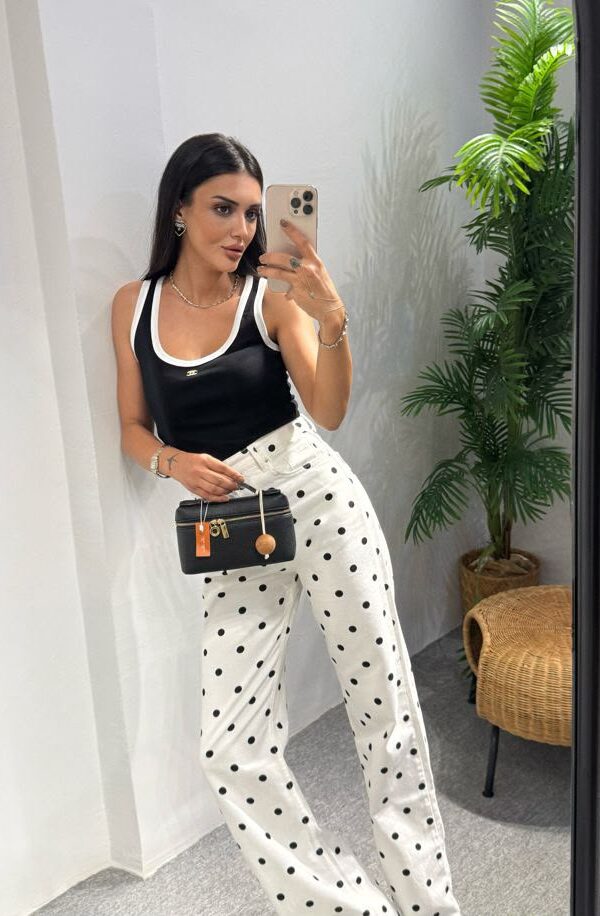 White Polka Dot Jeans