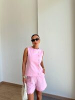 Sleeveless Button Top and Shorts Set ( Multi-colors)