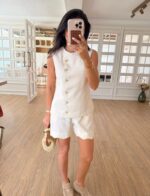 Sleeveless Button Top and Shorts Set ( Multi-colors) - Image 4