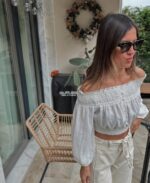 Off Shoulder Smocked Crop Top (Multi-colors) - Image 2
