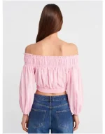 Off Shoulder Smocked Crop Top (Multi-colors) - Image 5