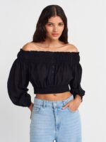 Off Shoulder Smocked Crop Top (Multi-colors) - Image 3
