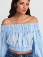 Off Shoulder Smocked Crop Top (Multi-colors) - Image 4