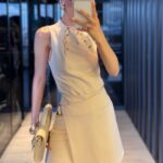 Sleeveless Beige Asymmetrical Set