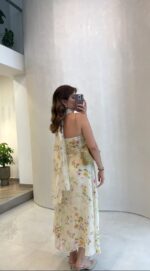 Ivory Floral Strapless Midi Dress - Image 2