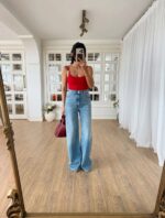 Blue Denim Wide Leg Jeans