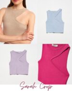 Gray Asymmetric Cutout Crop Top (Multi-Color) - Image 7