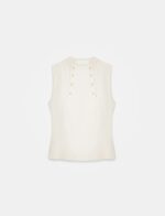 Sleeveless Beige Button Detail Top - Image 2