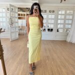Yellow Sleeveless Midi Slip Dress