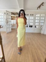 Yellow Sleeveless Midi Slip Dress