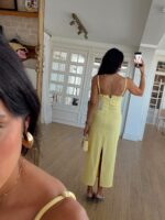 Yellow Sleeveless Midi Slip Dress - Image 2