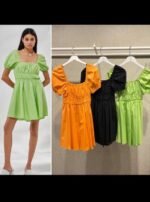 Puff Sleeve Mini Dress (Multi-Colors) - Image 3