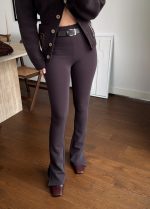 High waisted Flared Trousers with slits - Image 2
