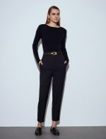 Mom Fit Trousers with velvet belt