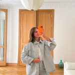 COS Grey Striped Oversize Denim Shirt with Two Front Pockets