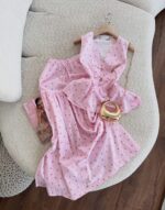 Sleeveless Pink Floral Peplum Set - Image 2