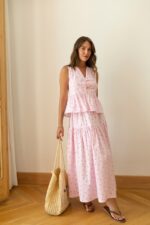 Sleeveless Pink Floral Peplum Set - Image 4