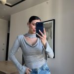 Gray Cut Out Long Sleeve Top