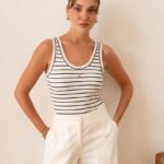 Club White Black Striped Tank Top