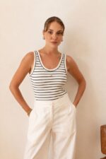Club White Black Striped Tank Top