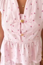 Sleeveless Pink Floral Peplum Set - Image 7