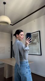 Gray Cut Out Long Sleeve Top - Image 3