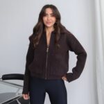 Brown Wool Zip Up Cardigan