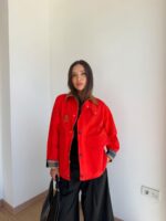 Velvet Collar Pocketed Zip-Up Jacket
