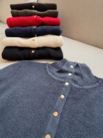 Navy Ribbed Button-Up Knit Sweater - Image 3