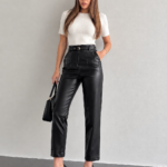 High Waisted Leather Trousers with belt