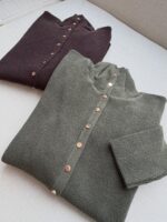 Brown Ribbed Button-Up Knit Sweater - Image 2