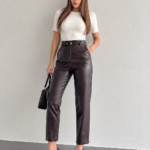 High Waisted Leather Trousers with belt