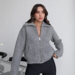 Grey Wool Zip Up Cardigan