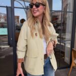 Velvet Collar Pocketed Zip-Up Jacket