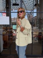 Velvet Collar Pocketed Zip-Up Jacket - Image 2