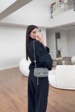 Black Striped Denim Jacket and Pants Set - Image 5