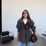 Olive Trenchcoat with leather details