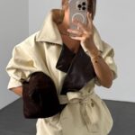 Beige Trenchcoat with leather details