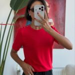 Half sleeve Top with gold buttons (Multi-Color)