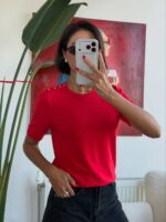 Half sleeve Top with gold buttons (Multi-Color)