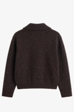 Brown Wool Zip Up Cardigan - Image 3