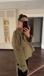 Khaki Short TrenchCoat - Image 2
