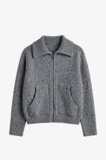 Grey Wool Zip Up Cardigan - Image 2