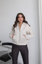 Off-White Wool Zip Up Cardigan - Image 3